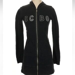 BCBG Black Zip-Up Women's Long Hoodie